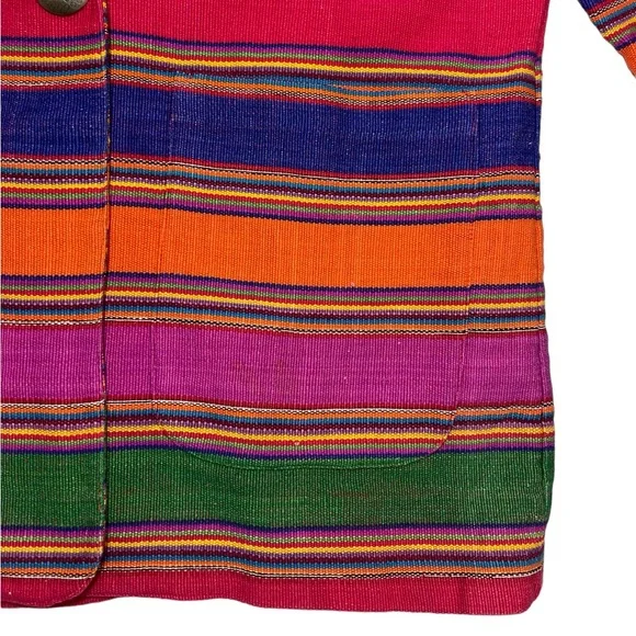 Vintage Weekend Wear 90s Striped Blanket Weave Jacket Long Western Aztec Blazer - Picture 12 of 16
